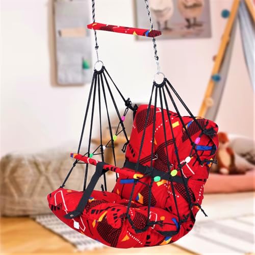 Sprointal Swing For Kids, Baby Swing Chair Cotton Children Folding And Washable 1-5 Years Swing With Safety Belt,Home And Garden Jhula For Babies Hanging Cradle (Red Triangle),(49 X 46 X 210Cm) - Image 1