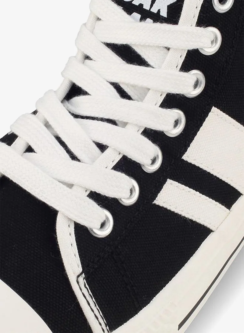 Oaklan By Shoexpress BLACK Women Striped Lace-Up Sneakers for Women | Best Price UAE