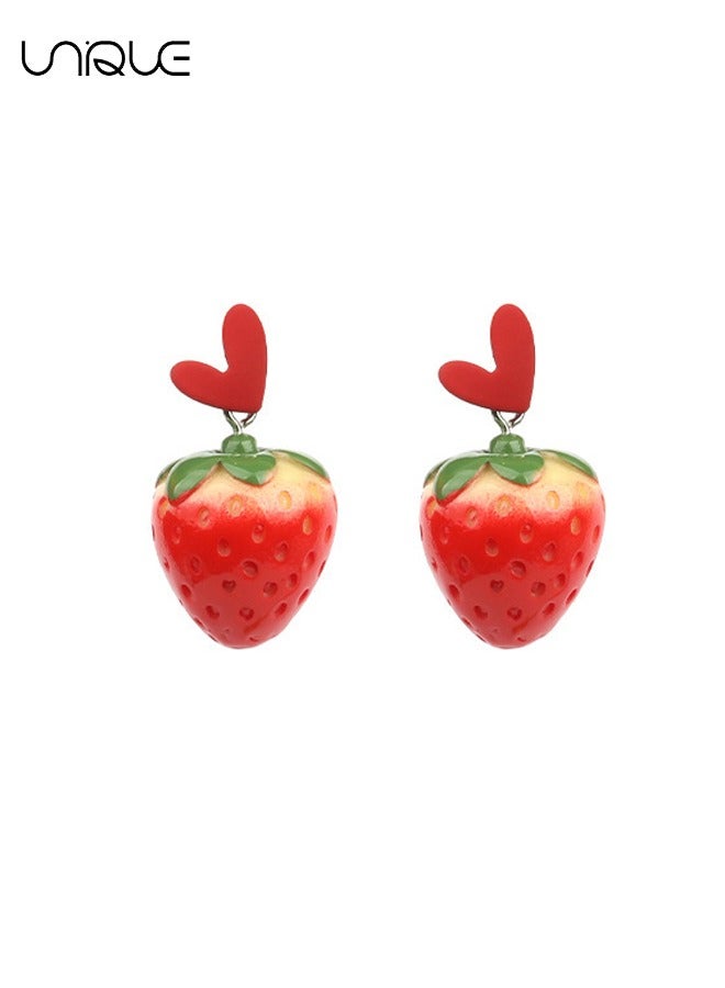 Unique Earrings - Strawberry Stud Earrings - Artificial Strawberry Earrings - Sweet Cute Red Strawberry Earrings - Fruit Stud Earrings - Simple Fashion Ladies - Image 1