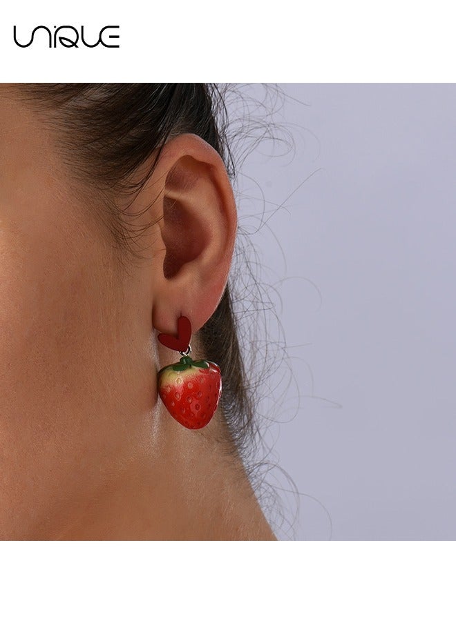 Unique Earrings - Strawberry Stud Earrings - Artificial Strawberry Earrings - Sweet Cute Red Strawberry Earrings - Fruit Stud Earrings - Simple Fashion Ladies - Image 5