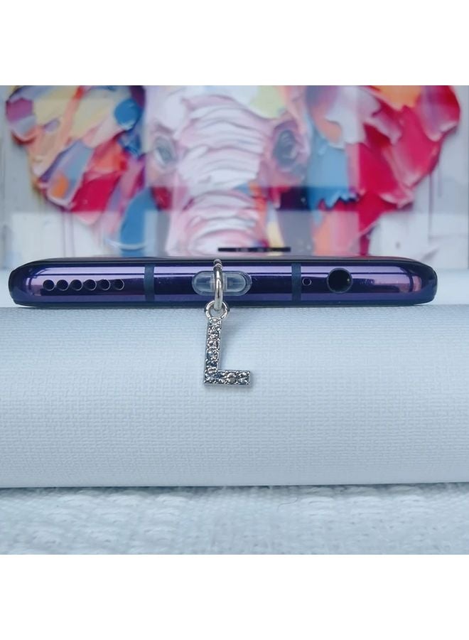 Type C Phone Dust Plug Diamond Letter L Ornament Ideal Gift - Image 1