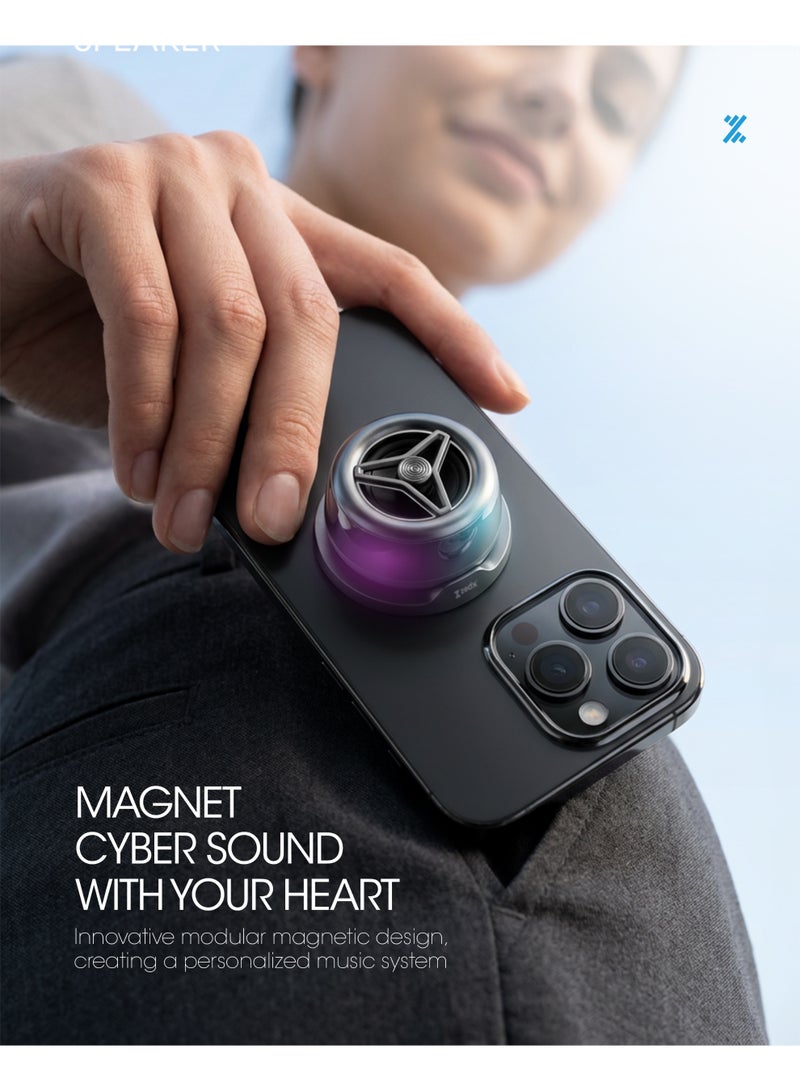 ZEDX ZX-025 Mini Magnetic Wireless Bluetooth Speaker with RGB Light 3W Portable Speaker – Black - Image 4