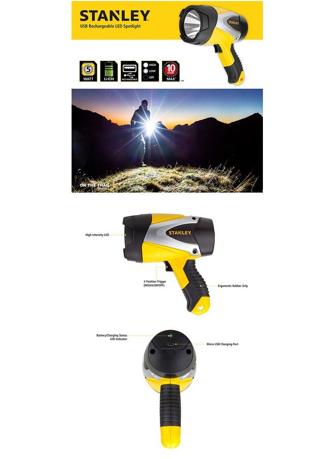 Stanley STANLEY SL5W09 Rechargeable 1000 Lumen Lithium Ion Ultra Bright LED Spotlight Flashlight  - Image 4