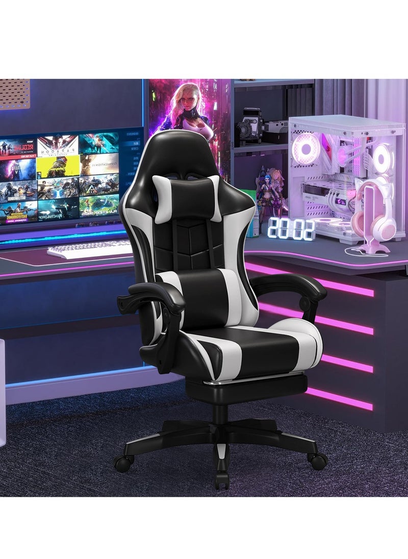 Gaming Chair, Office Chair High Back Computer Chair with Footrest Leather Desk Chair Racing Executive Ergonomic Adjustable Swivel Task Chair with Headrest and Lumbar Support - pzsku/ZFFFF2B16579154809AADZ/45/_/1723689813/396880a7-8eac-483d-8510-48e9660400fa