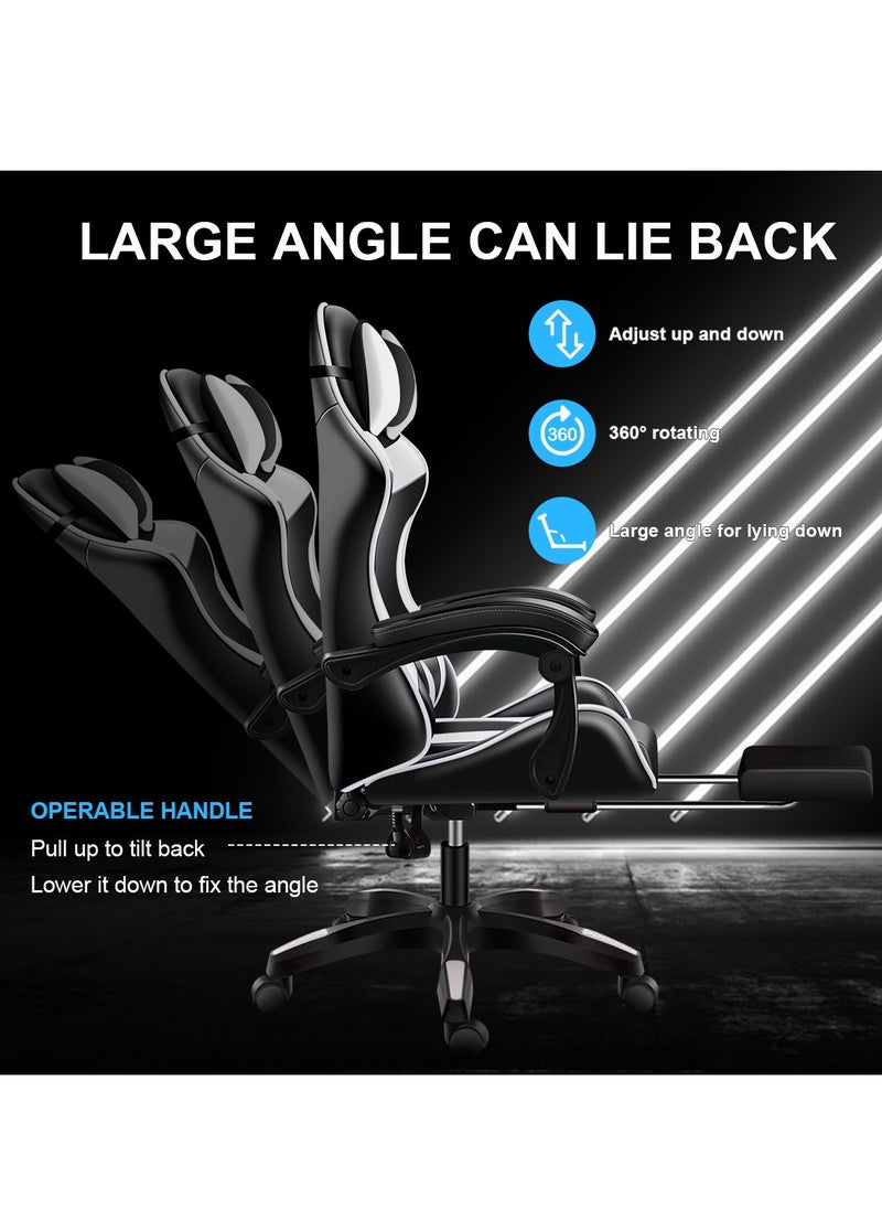 Gaming Chair, Office Chair High Back Computer Chair with Footrest Leather Desk Chair Racing Executive Ergonomic Adjustable Swivel Task Chair with Headrest and Lumbar Support - pzsku/ZFFFF2B16579154809AADZ/45/_/1723689823/e8502fff-fd04-4f1f-8e39-eb445f15f1eb