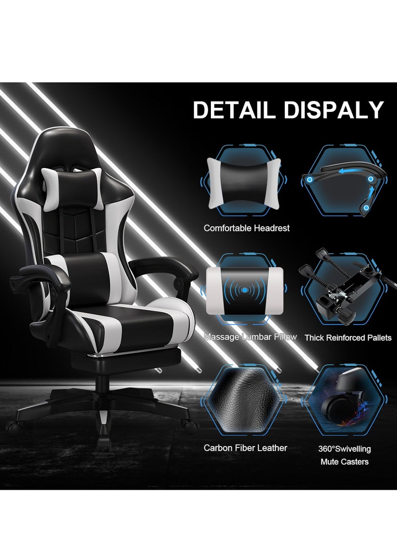 Gaming Chair, Office Chair High Back Computer Chair with Footrest Leather Desk Chair Racing Executive Ergonomic Adjustable Swivel Task Chair with Headrest and Lumbar Support - pzsku/ZFFFF2B16579154809AADZ/45/_/1723689834/21099eff-64b3-4789-a7c7-2866d3c3427e