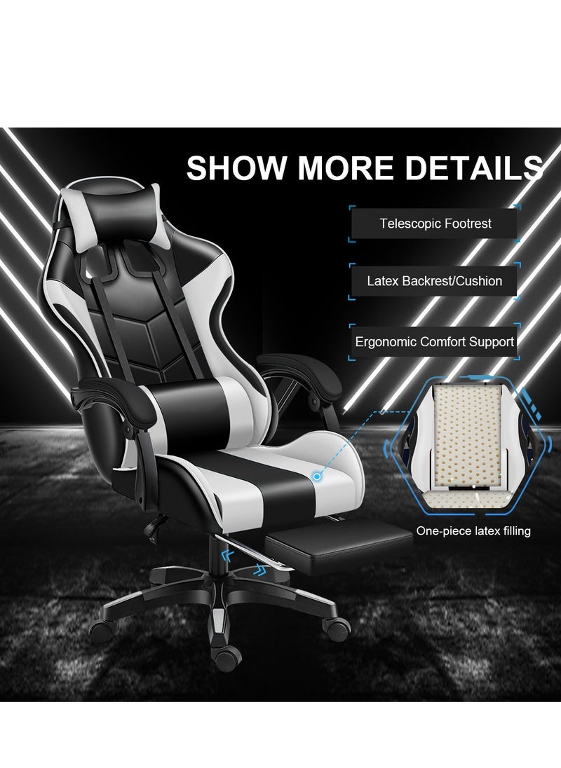 Gaming Chair, Office Chair High Back Computer Chair with Footrest Leather Desk Chair Racing Executive Ergonomic Adjustable Swivel Task Chair with Headrest and Lumbar Support - pzsku/ZFFFF2B16579154809AADZ/45/_/1723689854/363d5467-5a7c-45c1-99b6-2591ceb8c3de