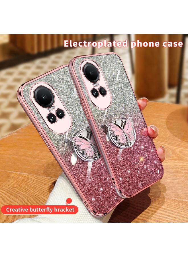S-TOP Case For OPPO Reno10 5G Global Plated Gradient Glitter Butterfly Holder TPU Phone Case - Image 3