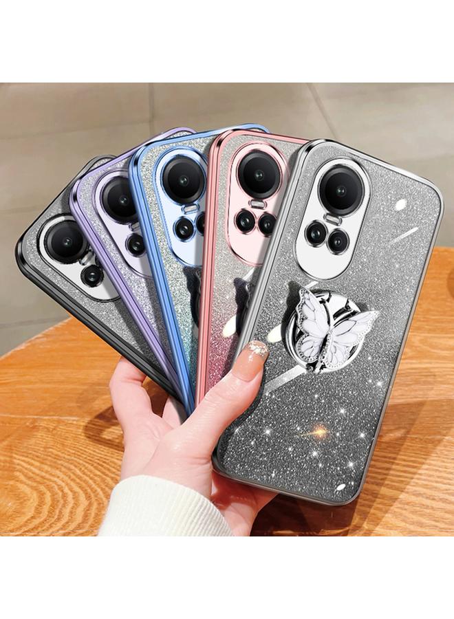 S-TOP Case For OPPO Reno10 5G Global Plated Gradient Glitter Butterfly Holder TPU Phone Case - Image 2