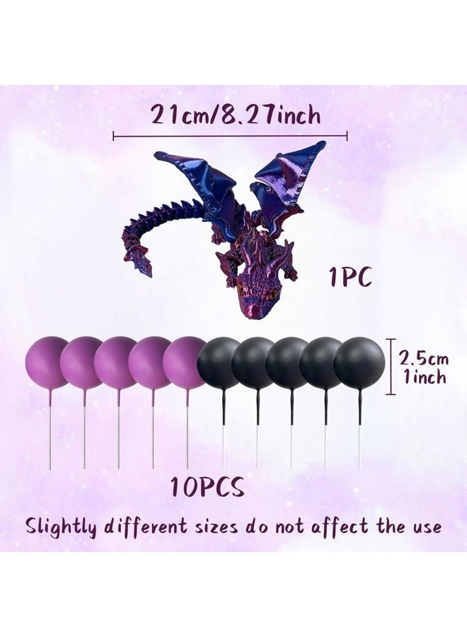 Roaring Good Time Fantasy Purple 3D Dragon Cake Topper Dragon Eggs Cake Decor Purple Balls Cake Decor for Baby Shower Birthday Wedding Party Supplies - Image 2