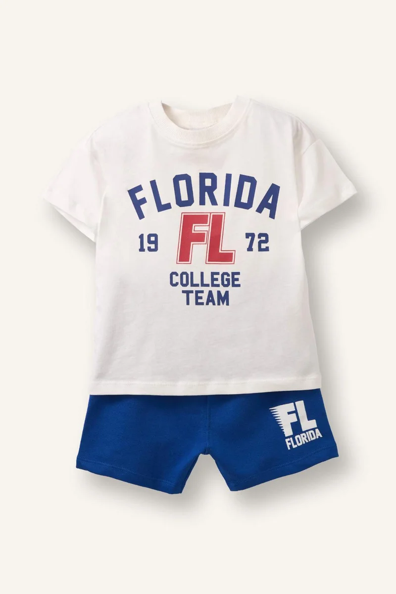 ديفاكتو 3 piece Regular Fit Printed T-Shirt Shorts Set