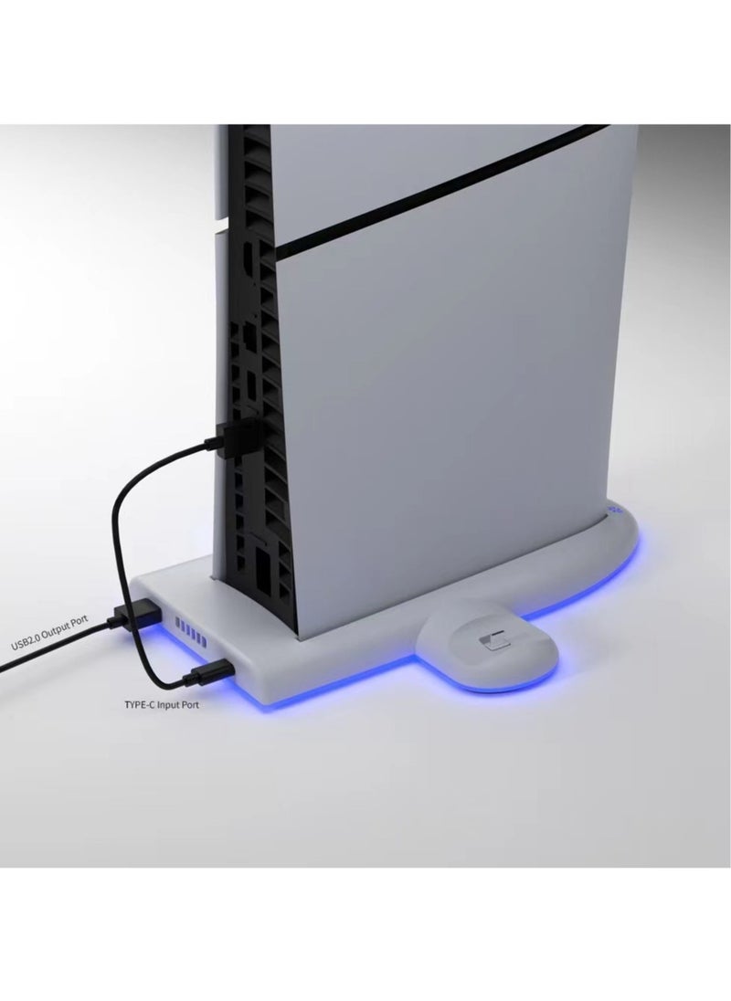 DOBE - PS5 Slim Stand and Cooling Station with RGB LED Charging Station for PS5 Slim Console Cooling Dock with 3-Level Cooling Fan and Dual PS5 Controller or PS5 Edge Controller Charger - Image 1