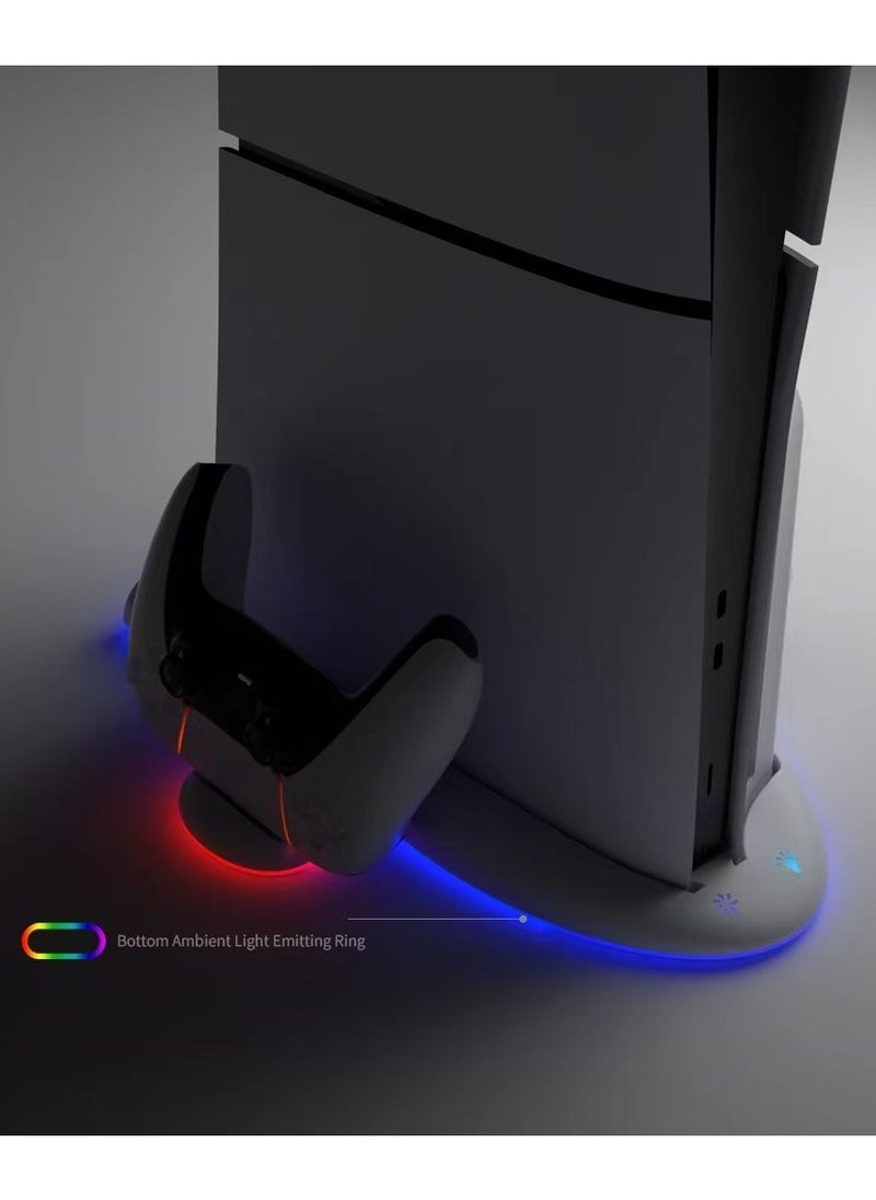 DOBE - PS5 Slim Stand and Cooling Station with RGB LED Charging Station for PS5 Slim Console Cooling Dock with 3-Level Cooling Fan and Dual PS5 Controller or PS5 Edge Controller Charger - Image 1