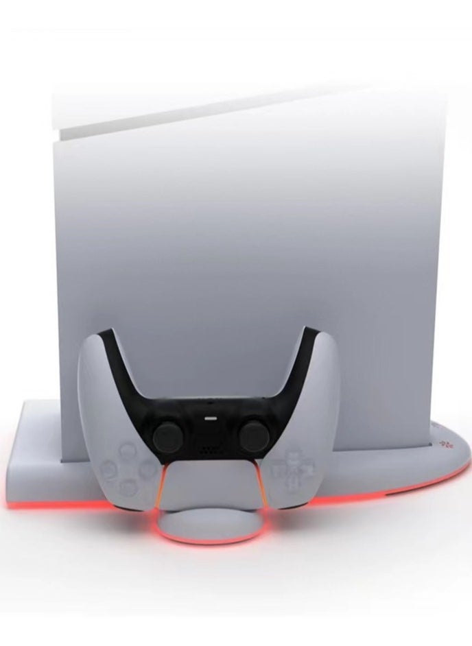 DOBE - PS5 Slim Stand and Cooling Station with RGB LED Charging Station for PS5 Slim Console Cooling Dock with 3-Level Cooling Fan and Dual PS5 Controller or PS5 Edge Controller Charger - Image 1