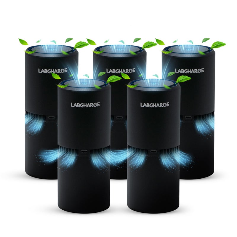 Lab Charge LabCharge Small Ionic Air Purifier for Home Bedroom Silent HEPA Filter Covers 250 Sq Ft For Pet Hair Smoke Dust Odors Dander Compact Black Design Pack of 5 - Image 2