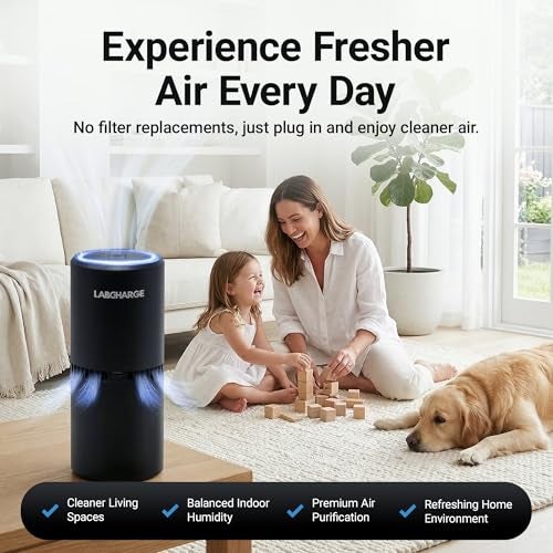 Lab Charge LabCharge Small Ionic Air Purifier for Home Bedroom Silent HEPA Filter Covers 250 Sq Ft For Pet Hair Smoke Dust Odors Dander Compact Black Design Pack of 5 - Image 3