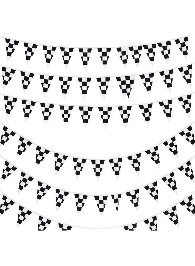 Oojami 100 Ft Black & White Checkered Pennant Banner - Party Flags for Kids & Adults - Durable Plastic Race Car Party Decorations for Birthdays, Derby Days, Racing Events & Celebrations - Image 3