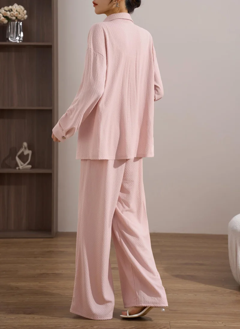 Hassal Baby Pink Textured Suit
