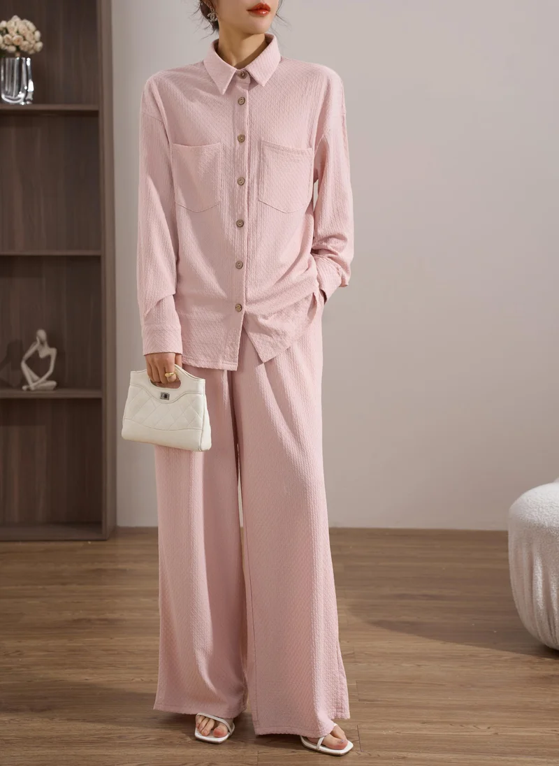 Hassal Baby Pink Textured Suit