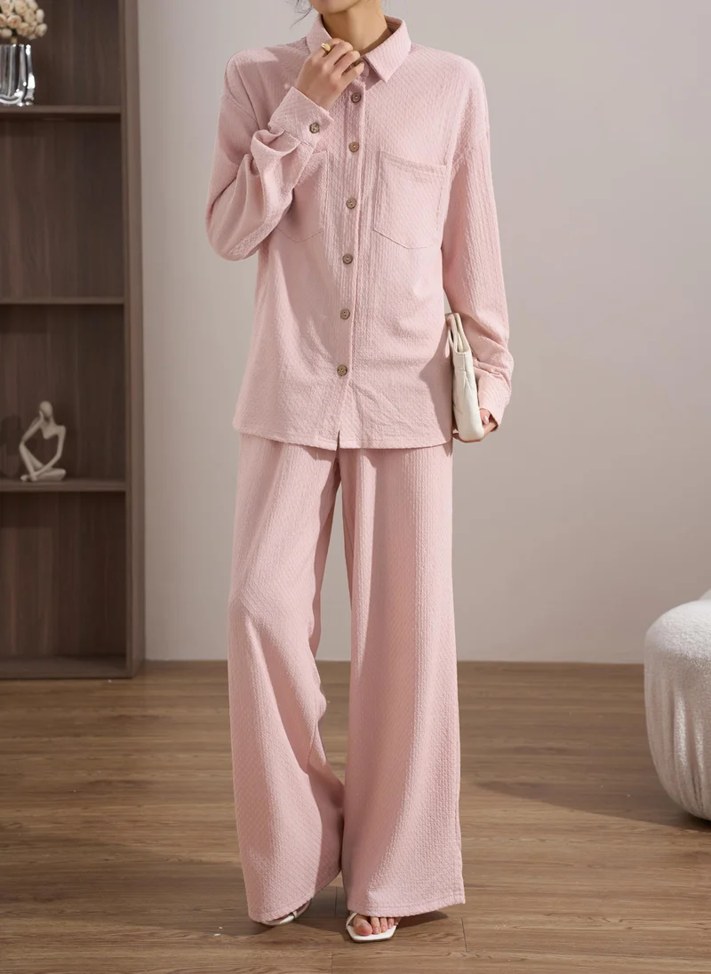 هاسال Baby Pink Textured Suit
