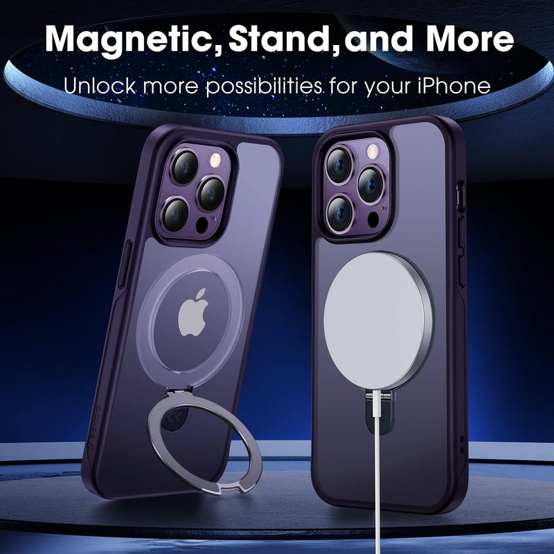 CASEKOO Designed Case for 14 Pro Max with Magnetic Invisible Stand [Military Drop Protection] [Compatible with MagSafe] Shockproof Slim Translucent Matte Promax Case 6.7 Inch, Purple - Image 2