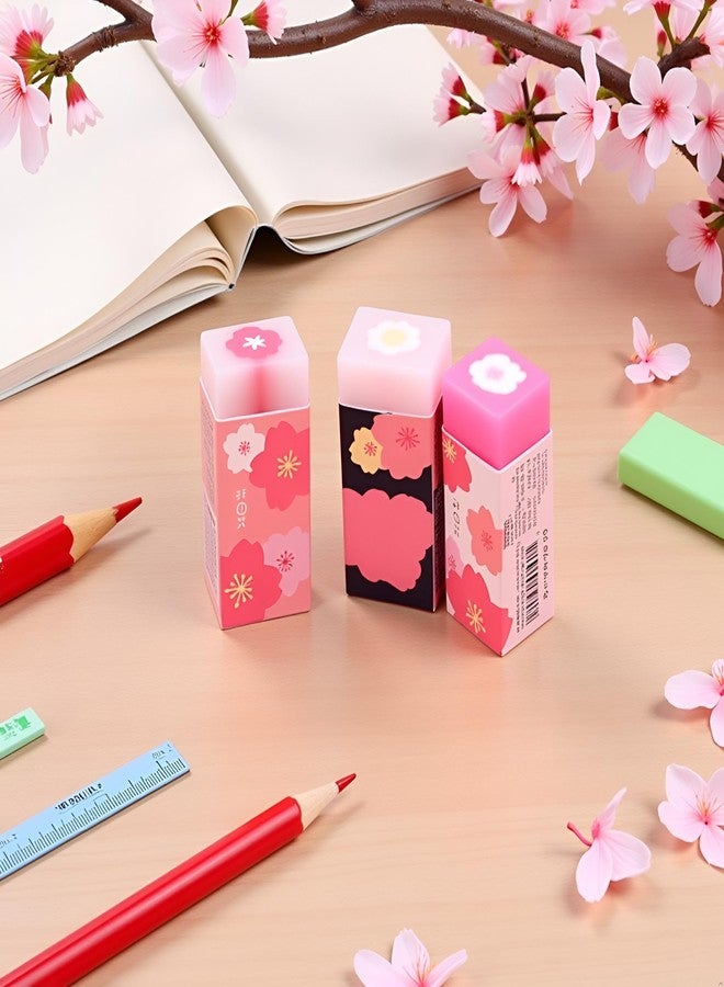 Labriciyon 6 Pcs Pink Lovely Cherry Blossoms Rubber Erasers of Sakura Petal Sketch Painting Pencil Correction Tool School Office Stationery Supply Standard Pencil Erasers - Image 4