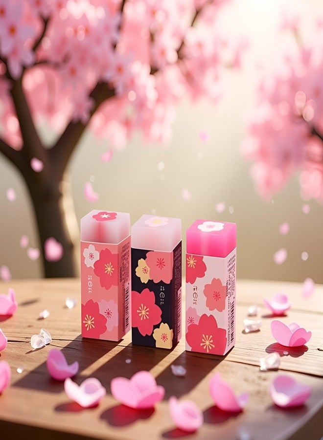 Labriciyon 6 Pcs Pink Lovely Cherry Blossoms Rubber Erasers of Sakura Petal Sketch Painting Pencil Correction Tool School Office Stationery Supply Standard Pencil Erasers - Image 2