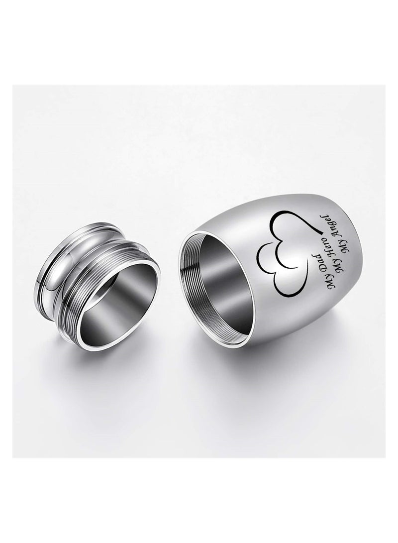 Excefore Small Urns for Ashes, 1PCS Ashes Urn, Ashes Keepsake, Atainless Steel Metal Funeral Urn, Mini Cremation Urn for Pet or Human Ash, Decorative Urns - My Dad My Hero My Angel - Image 2