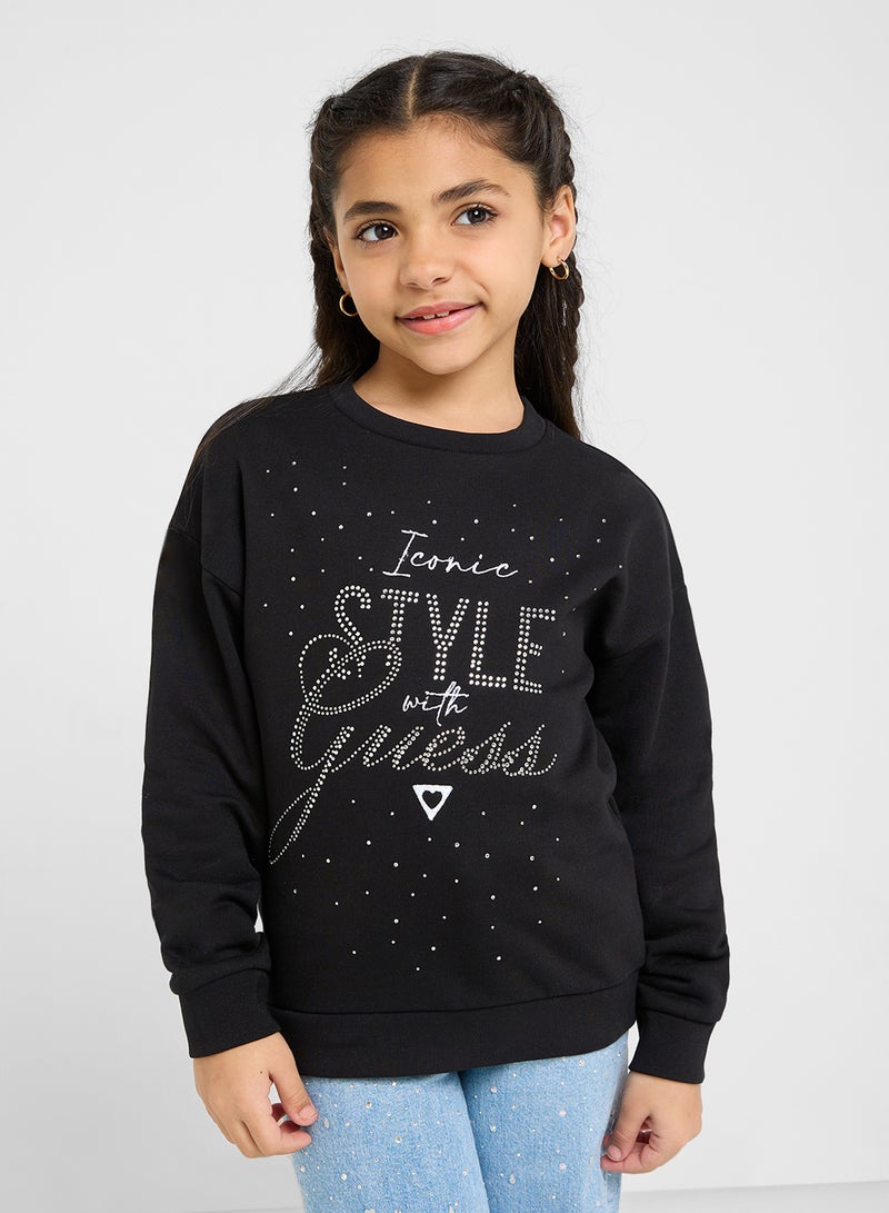 GUESS Kids Logo Detail Long Sleeve T-Shirt  - Image 1