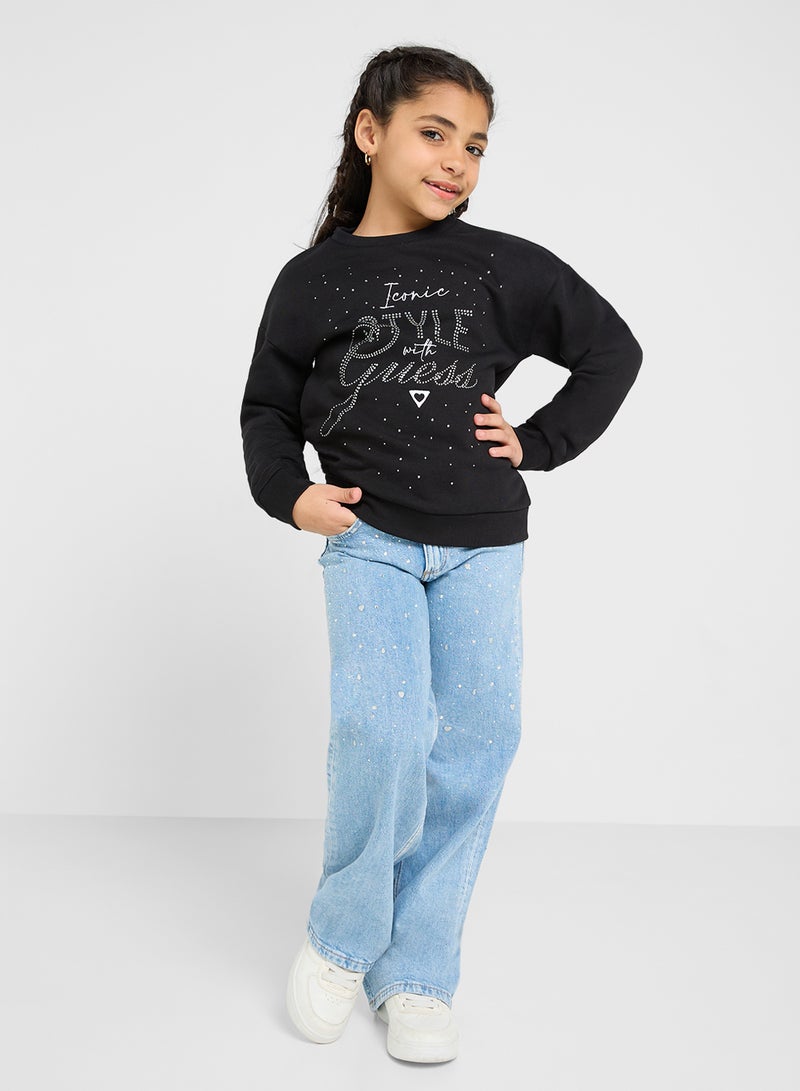 GUESS Kids Logo Detail Long Sleeve T-Shirt  - Image 4
