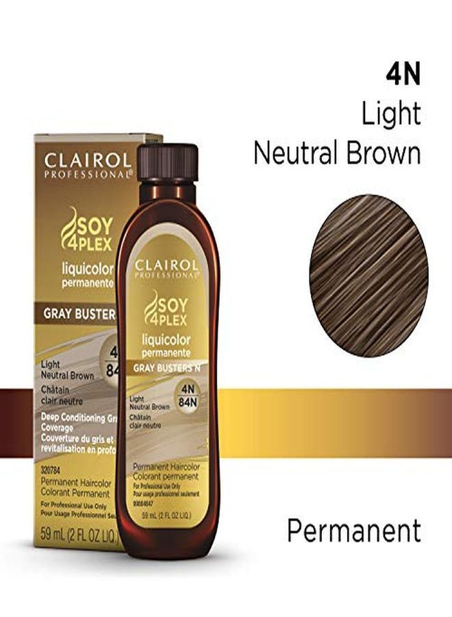 CLAIROL PROFESSIONAL صبغة ليكويكولور دائمة للشعر الداكن، 4N بني محايد فاتح، 2 أونصة.  - Image 2