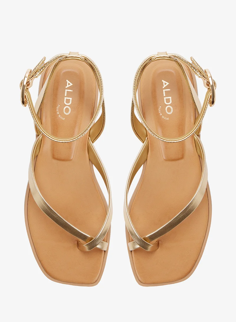 ALDO GOLD Daressi Ankle Strap Flat Sandals for Women | Best Price UAE