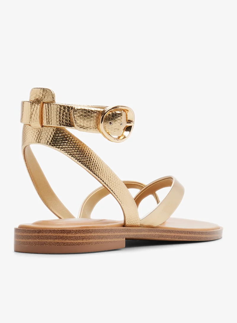 ALDO GOLD Daressi Ankle Strap Flat Sandals for Women | Best Price UAE