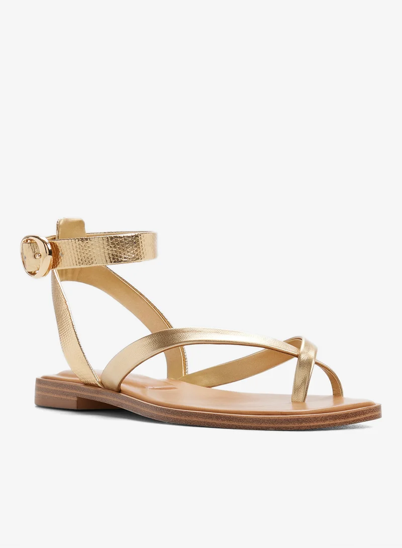 ALDO GOLD Daressi Ankle Strap Flat Sandals for Women | Best Price UAE