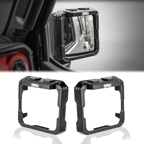 OMU Genesis Series Aluminum Rearview Mirror Rain Shield Frame Compatible with 20182024 Jeep Wrangler JL 20202024 Jeep Wrangler Gladiator JT