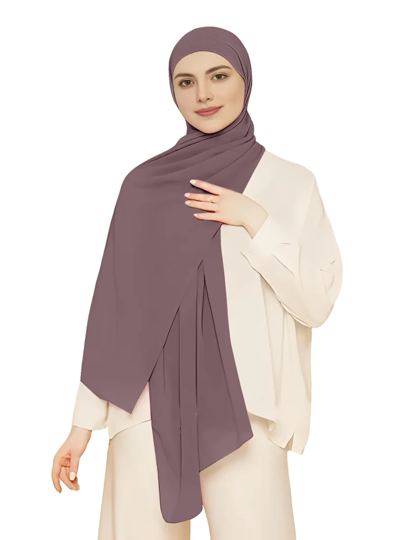 NUKHBAA Instant Hijab Wrap,Pullover Head Scarf with Tube Undercap Deep Taupe color Hijab-HC7