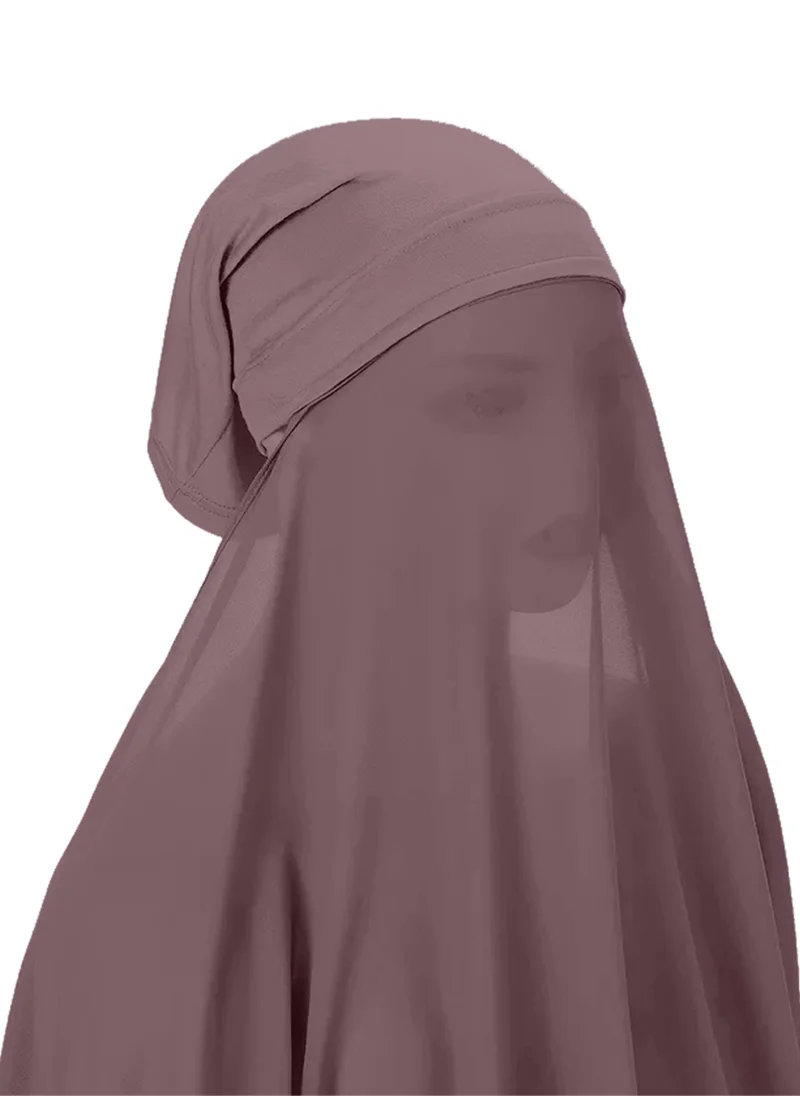 NUKHBAA Instant Hijab Wrap,Pullover Head Scarf with Tube Undercap Deep Taupe color Hijab-HC7