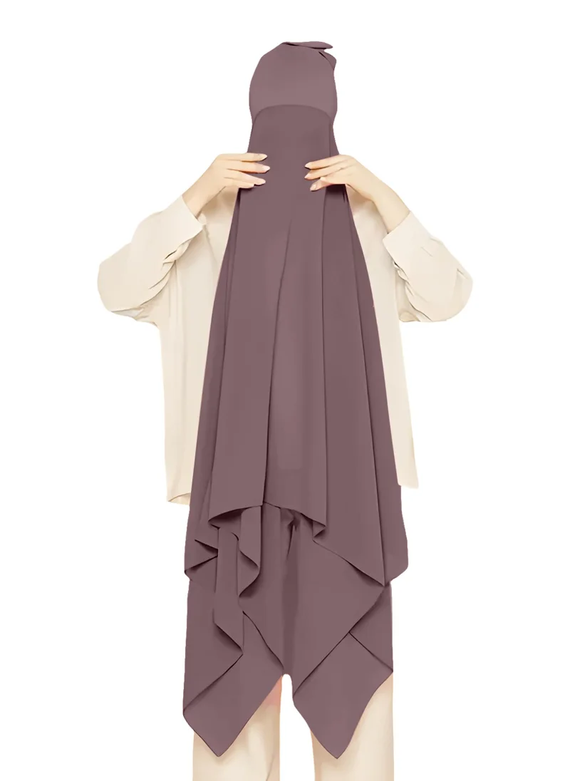 NUKHBAA Instant Hijab Wrap,Pullover Head Scarf with Tube Undercap Deep Taupe color Hijab-HC7