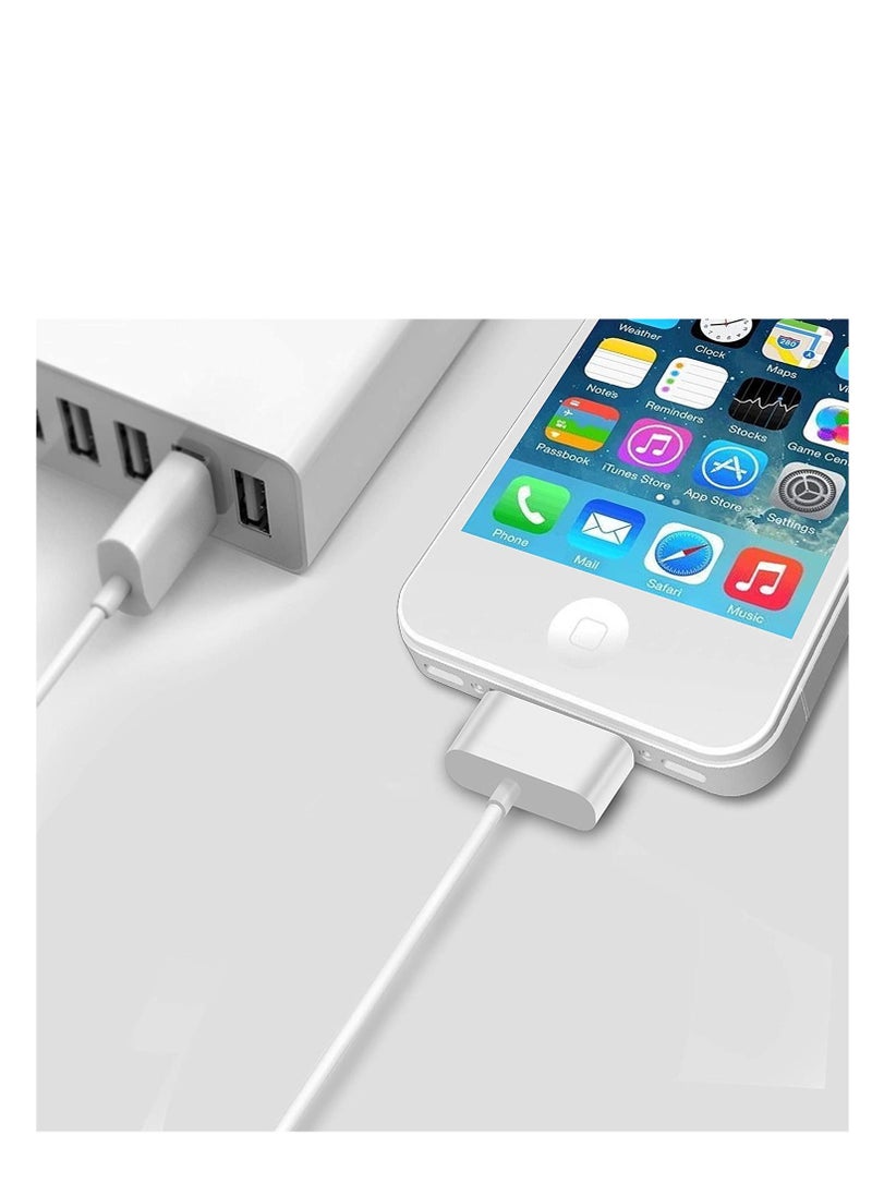 إن تك NTECH (عبوتان) كابل بيانات شحن ومزامنة USB لأجهزة i-Phone 4 / 4S / 3G / 3GS) iPad 1/2/3 / iPod) ، سلك شاحن 30 دبوس - (1M أبيض)  - Image 4