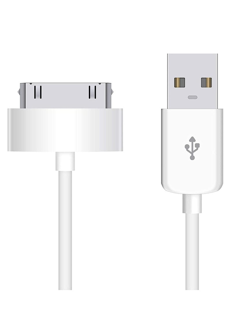 إن تك NTECH (عبوتان) كابل بيانات شحن ومزامنة USB لأجهزة i-Phone 4 / 4S / 3G / 3GS) iPad 1/2/3 / iPod) ، سلك شاحن 30 دبوس - (1M أبيض)  - Image 1