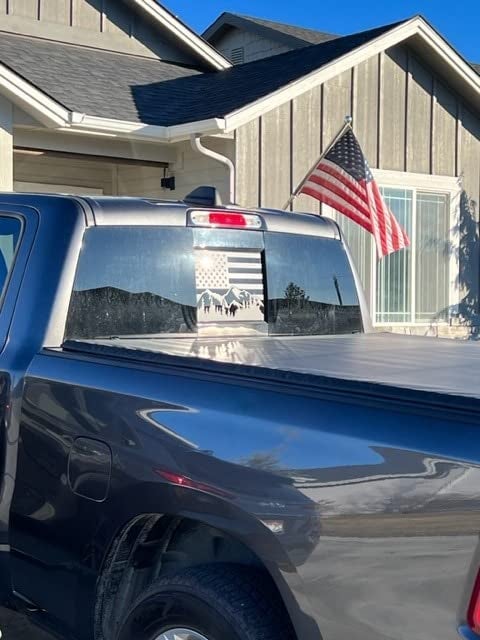 Xinghe for Dodge Ram 2009 to 2024, American Flag Decals Stickers for Truck Back Middle Window, Matte Black USA Flag Decal - Image 5