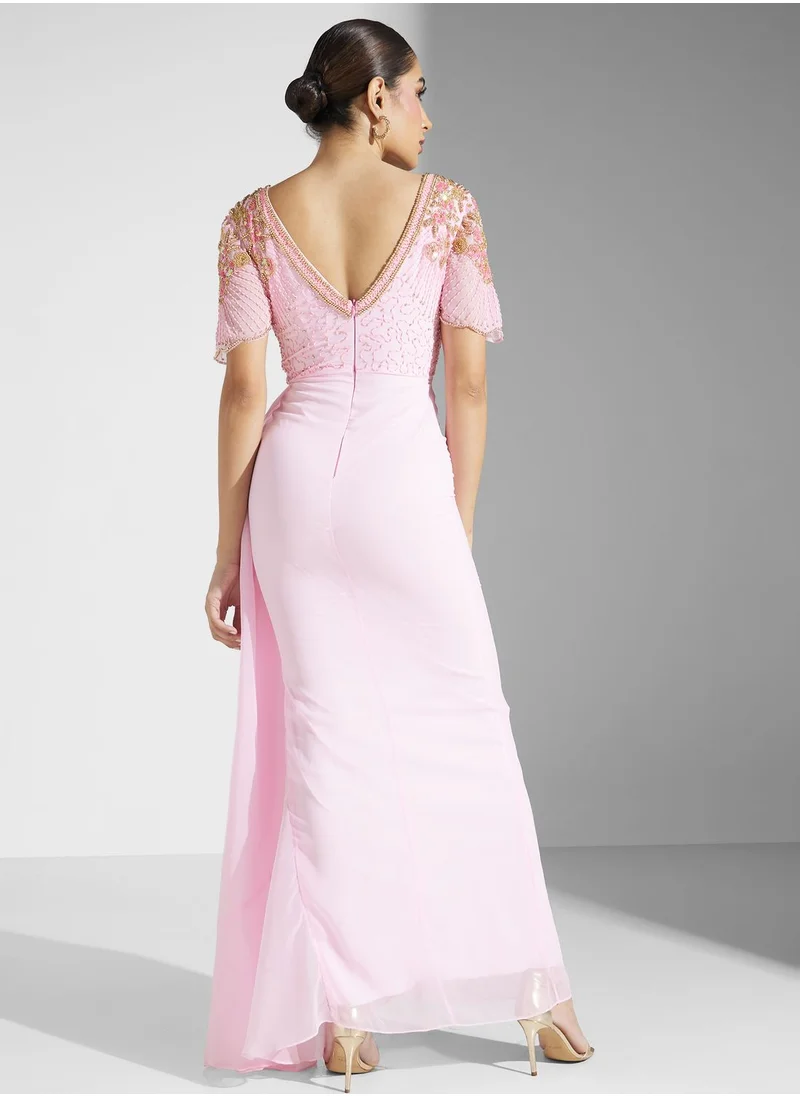 Virgos Lounge Embellished Surplice Neck Dress