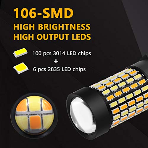 PHINLION Super Bright White Amber Dual Color Switchback 3157 3155 3057 3457 4157 LED Bulbs with Projector for Car Front Turn Signal Parking Lights - Image 2