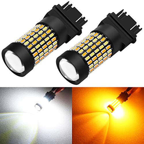 PHINLION Super Bright White Amber Dual Color Switchback 3157 3155 3057 3457 4157 LED Bulbs with Projector for Car Front Turn Signal Parking Lights - Image 1