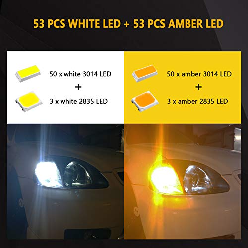 PHINLION Super Bright White Amber Dual Color Switchback 3157 3155 3057 3457 4157 LED Bulbs with Projector for Car Front Turn Signal Parking Lights - Image 3
