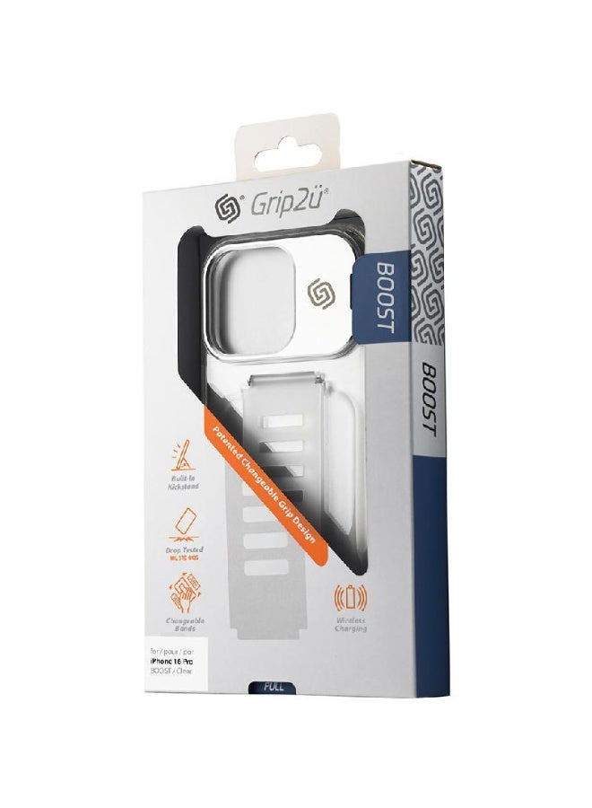 Grip2u Back Cover Mobile Case with Stand for iPhone 16 Pro Clear - Image 2