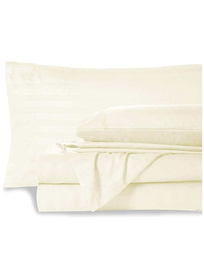 Hotel Collection HOTEL COLLECTION Stripe CREAM Fitted Sheet 160x200 cm with 2 Pillow Cases  - Image 2