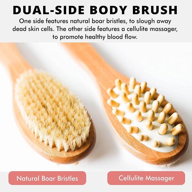 Amzgear Dry Brushing Body Brush Long Handled Exfoliating Brush Body Brush Dry Brush for Cellulite and Lymphatic Drainage Massager Body Scrubber Shower Brush for Back Skin 1 Pk pack of 1 - Image 2