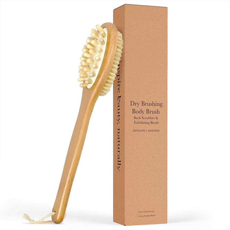 Amzgear Dry Brushing Body Brush Long Handled Exfoliating Brush Body Brush Dry Brush for Cellulite and Lymphatic Drainage Massager Body Scrubber Shower Brush for Back Skin 1 Pk pack of 1 - Image 1