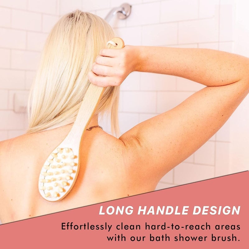 Amzgear Dry Brushing Body Brush Long Handled Exfoliating Brush Body Brush Dry Brush for Cellulite and Lymphatic Drainage Massager Body Scrubber Shower Brush for Back Skin 1 Pk pack of 1 - Image 5